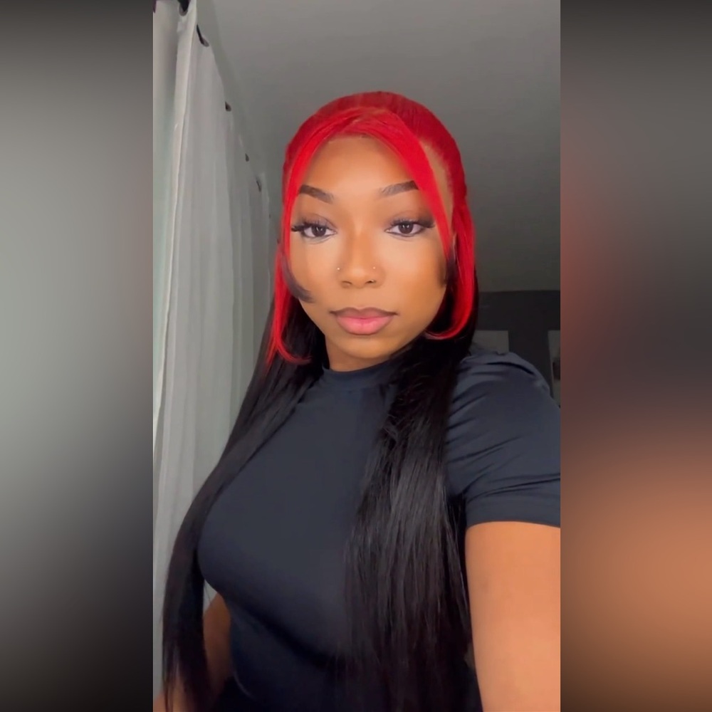 Red and black wig